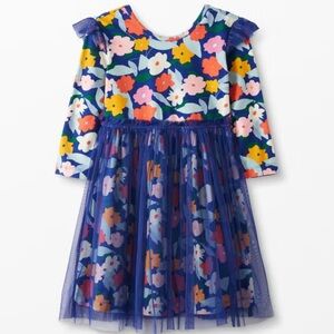 HANNA ANDERSSON GIRLS BLUE FLORAL TULLE LONG SLEEVE DRESS 12